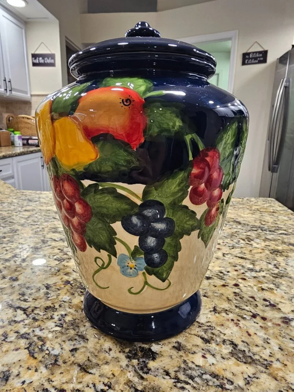 Hand Painted By Nonni Vintage Ceramic Cookie Jar